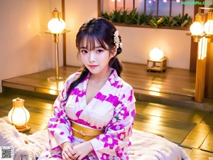 A woman in a kimono posing for a picture.