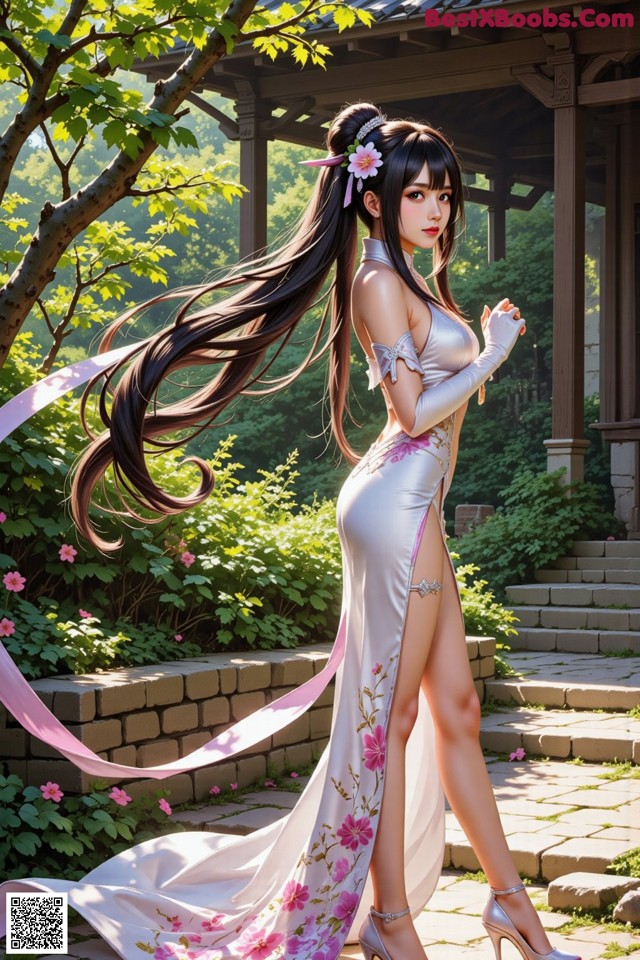 Hentai - The Frozen Elegance That Melts Starlight Set.1 20250104 Part 2 No.87afa5 A woman in a white dress with long black hair.